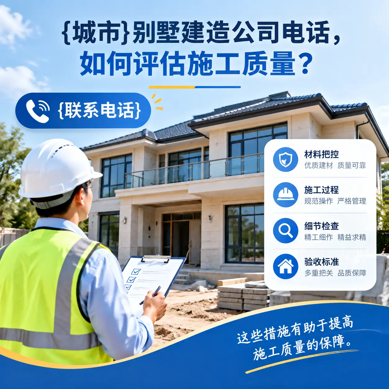 大方别墅建造公司电话，如何评估施工质量？